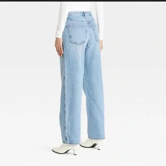 Universal Thread Studded Mid Rise 90s Baggy Jeans 16 Womens Light Wash Blue NEW - Picture 2 of 12